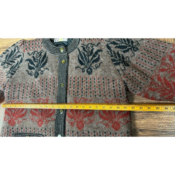Vintage 80s Puffy Cozy Button Up Cardigan Sweater By Lung Kong Icelandic Style - Picture 8 of 9